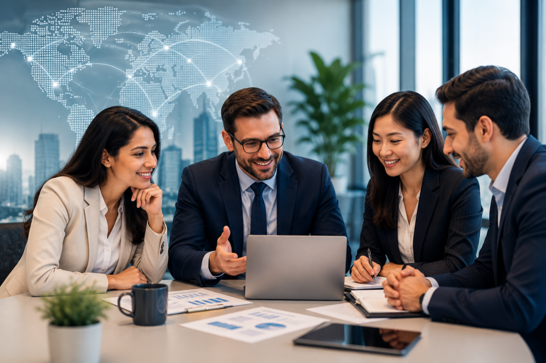 Pinnex Global Services LLC recruitment consultants collaborating in a meeting